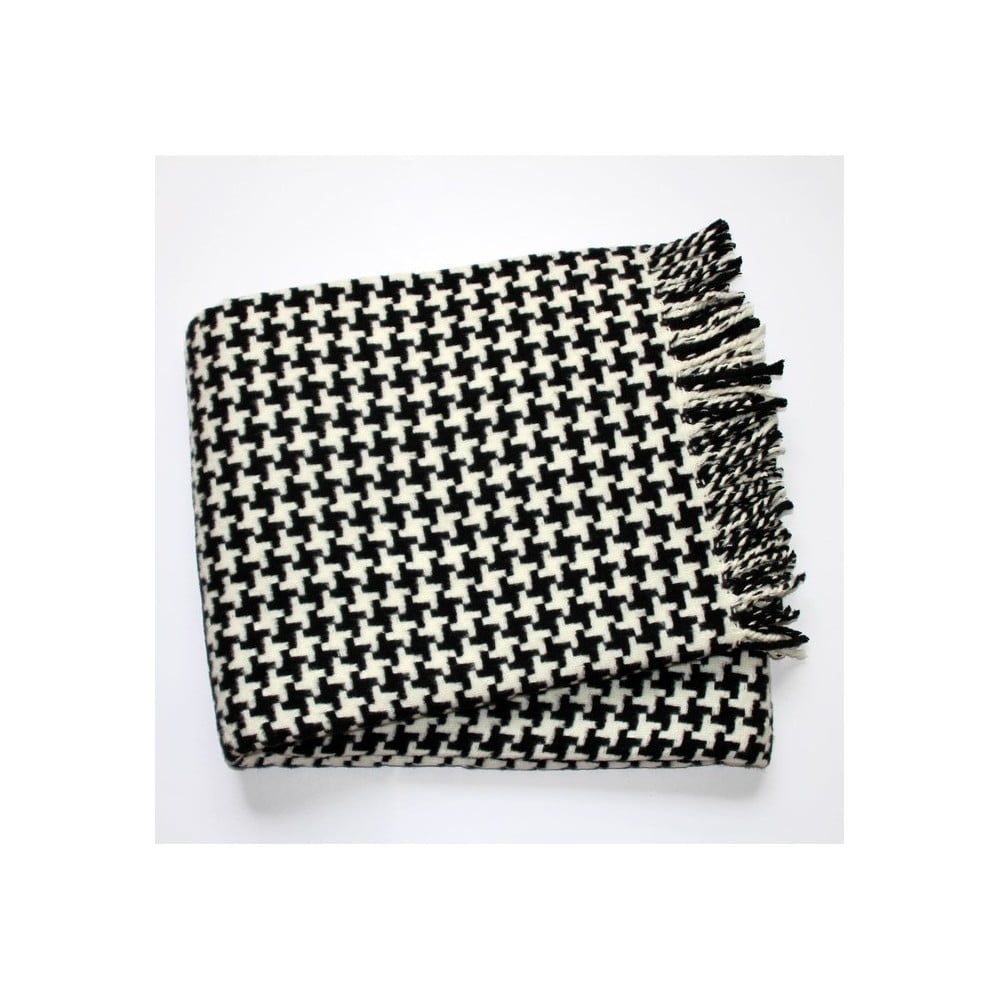 Čierno-biela deka so vzorom kohútej stopy Euromant Pearls Black, 140x160 cm - Bonami.sk
