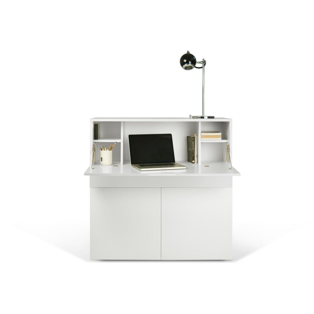 Biely pracovný stôl TemaHome Focus, 110 × 109 cm - Bonami.sk