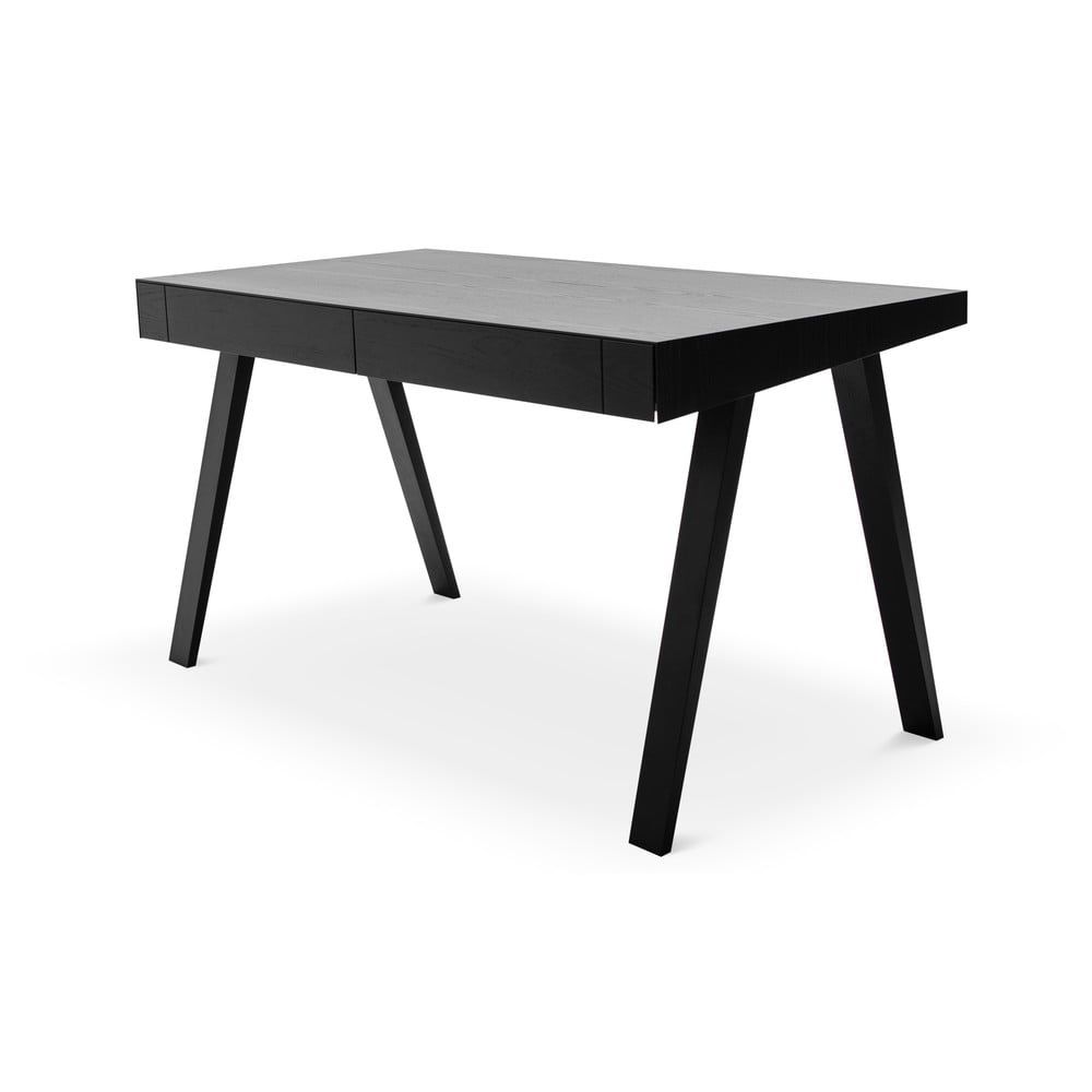 Čierny písací stôl s nohami z jaseňového dreva EMKO 4.9, 140 x 70 cm - Bonami.sk