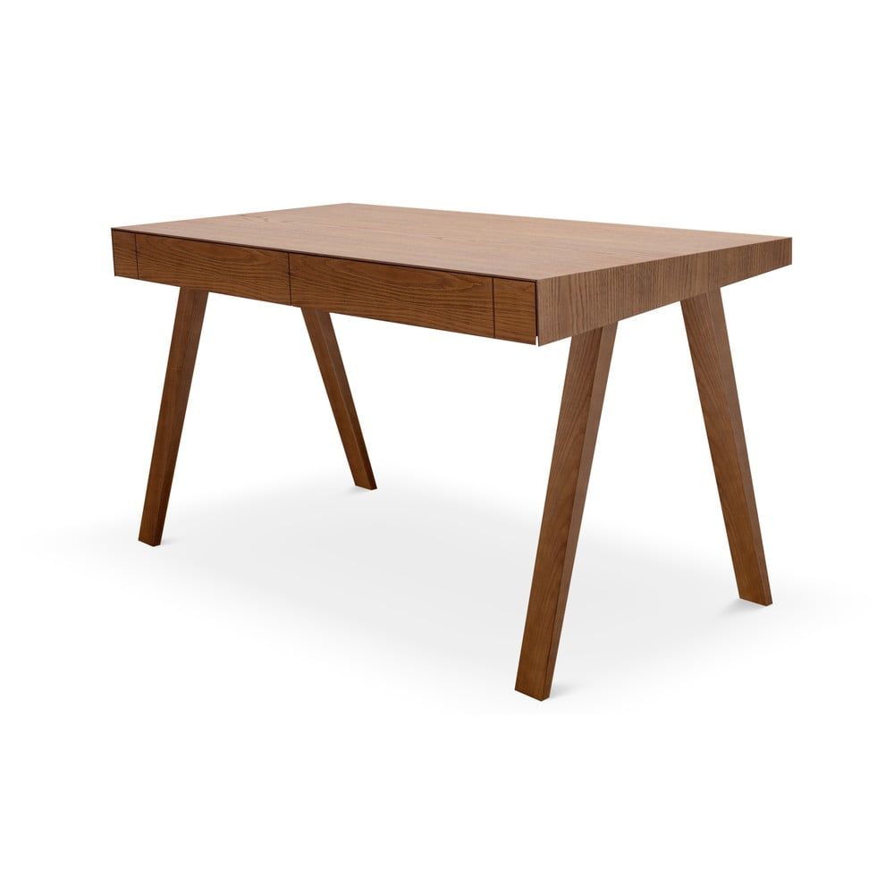 Hnedý písací stôl s nohami z jaseňového dreva EMKO 4.9, 140 x 70 cm - Bonami.sk