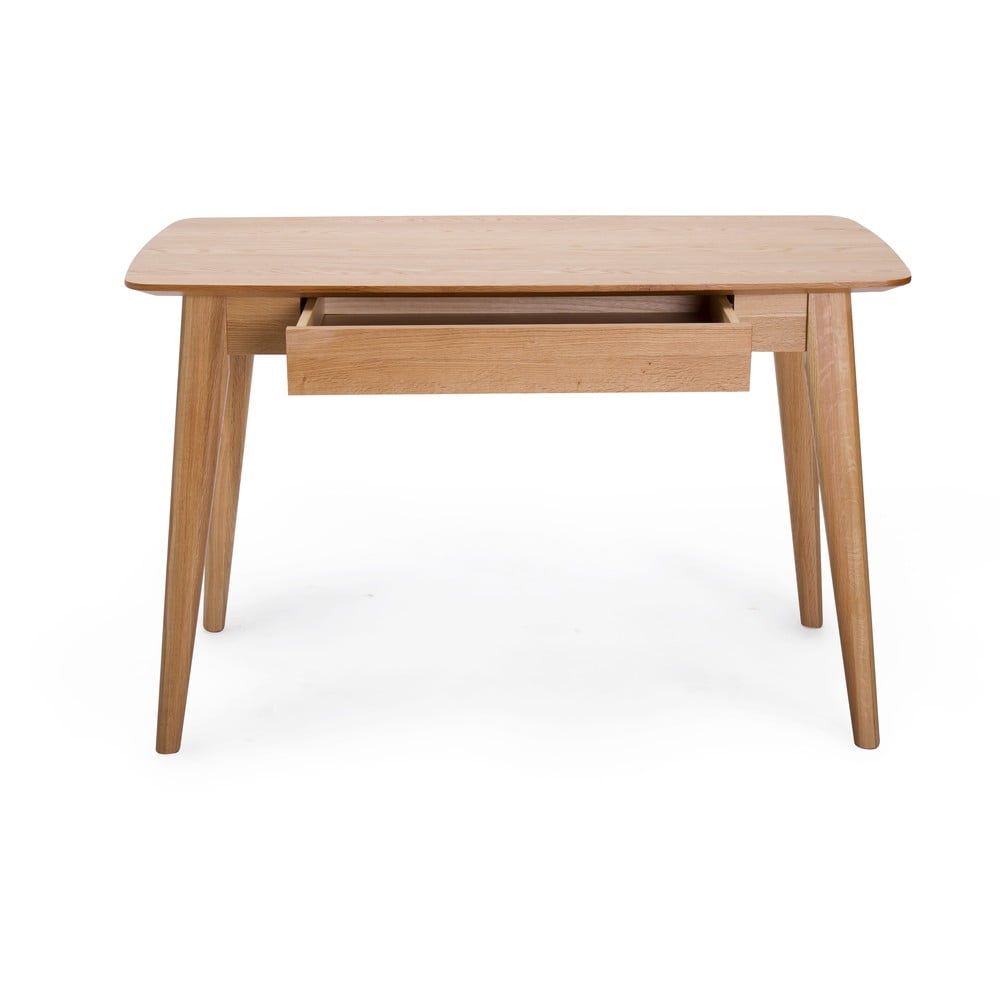 Písací stôl so zásuvkou a s nohami z dubového dreva Unique Furniture Rho, 120 x 60 cm - Bonami.sk