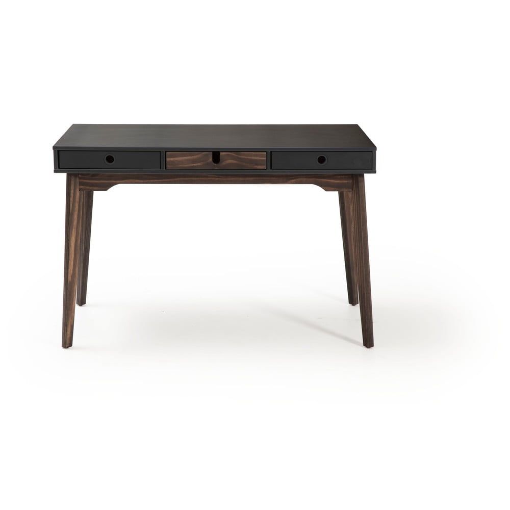Sivý písací stôl s nohami z borovicového dreva Marckeric Kiara - Bonami.sk