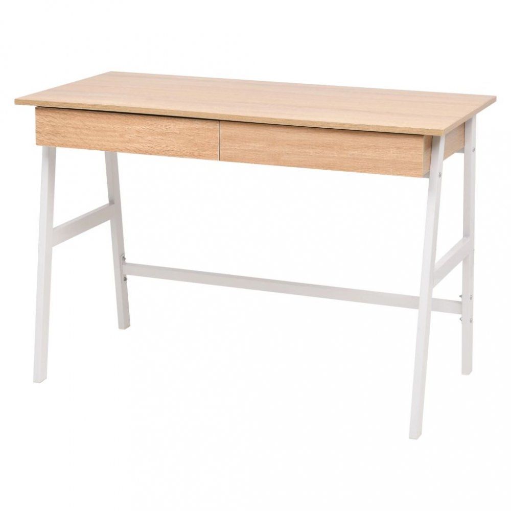 Písací stôl 110x55 cm dub / biela Dekorhome - dekorhome.sk