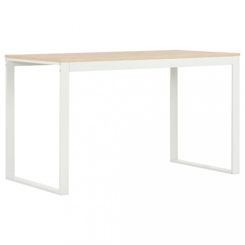 Písací stôl 120x60 cm drevotrieska / oceľ Dekorhome Biela / dub - dekorhome.sk