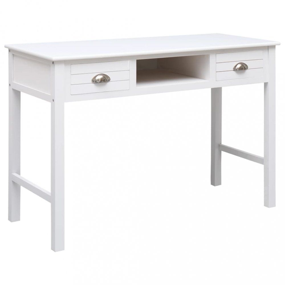 Písací stôl s 2 zásuvkami masívne drevo Dekorhome Biela / strieborná - dekorhome.sk