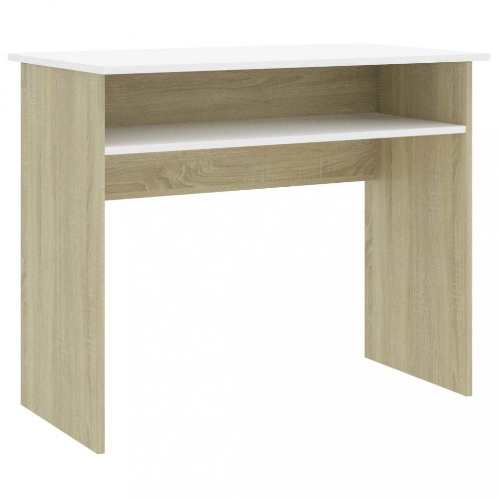 Písací stôl s policou 90x50 cm Dekorhome Dub sonoma / biela - dekorhome.sk