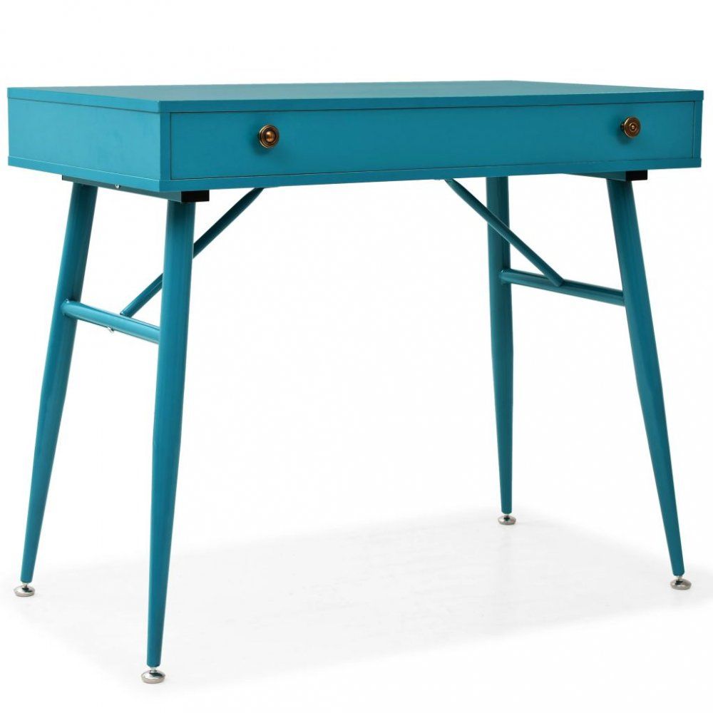 Písací stôl so zásuvkou 90x50 cm tyrkysová Dekorhome - dekorhome.sk