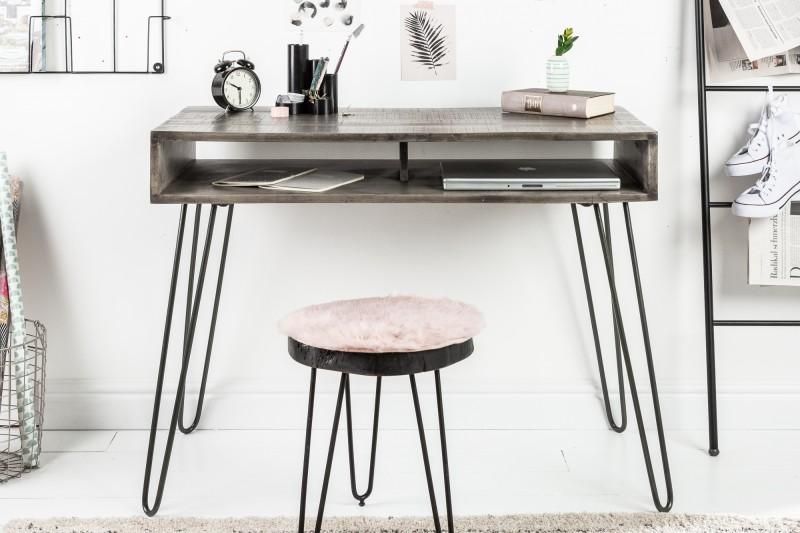 LuxD Dizajnový písací stôl Felix 100 cm, sivé mango - ESTILOFINA.SK