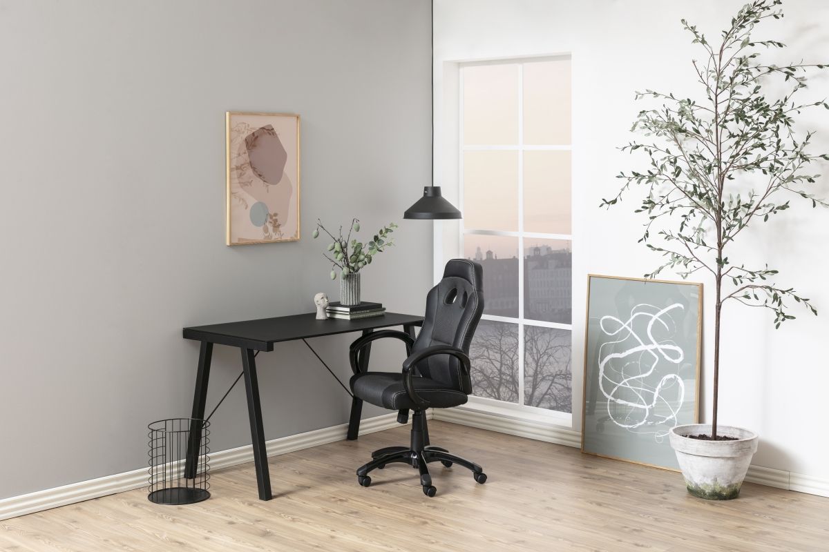 Dkton Dizajnový písací stôl Narges 125 cm, čierny sklenený - ESTILOFINA.SK