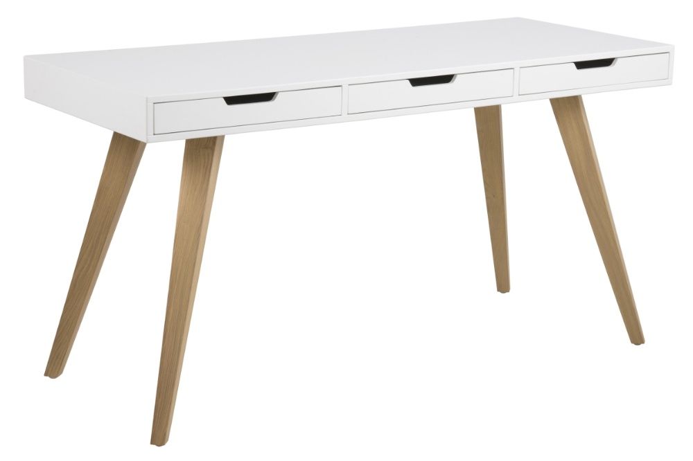 Dkton Dizajnový písací stôl Natalya 141cm, biely - ESTILOFINA.SK