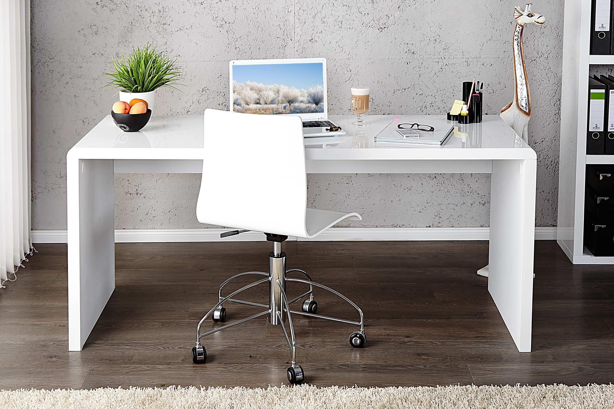 LuxD Kancelársky stôl Barter 120cm biely vysoký lesk 120 cm x 75 cm - ESTILOFINA.SK