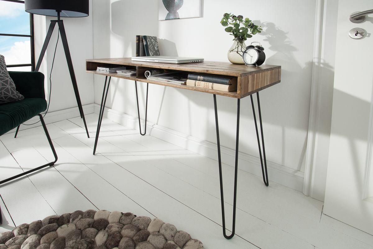 LuxD Písací stôl Shayla, 110 cm, sivá akácia - ESTILOFINA.SK