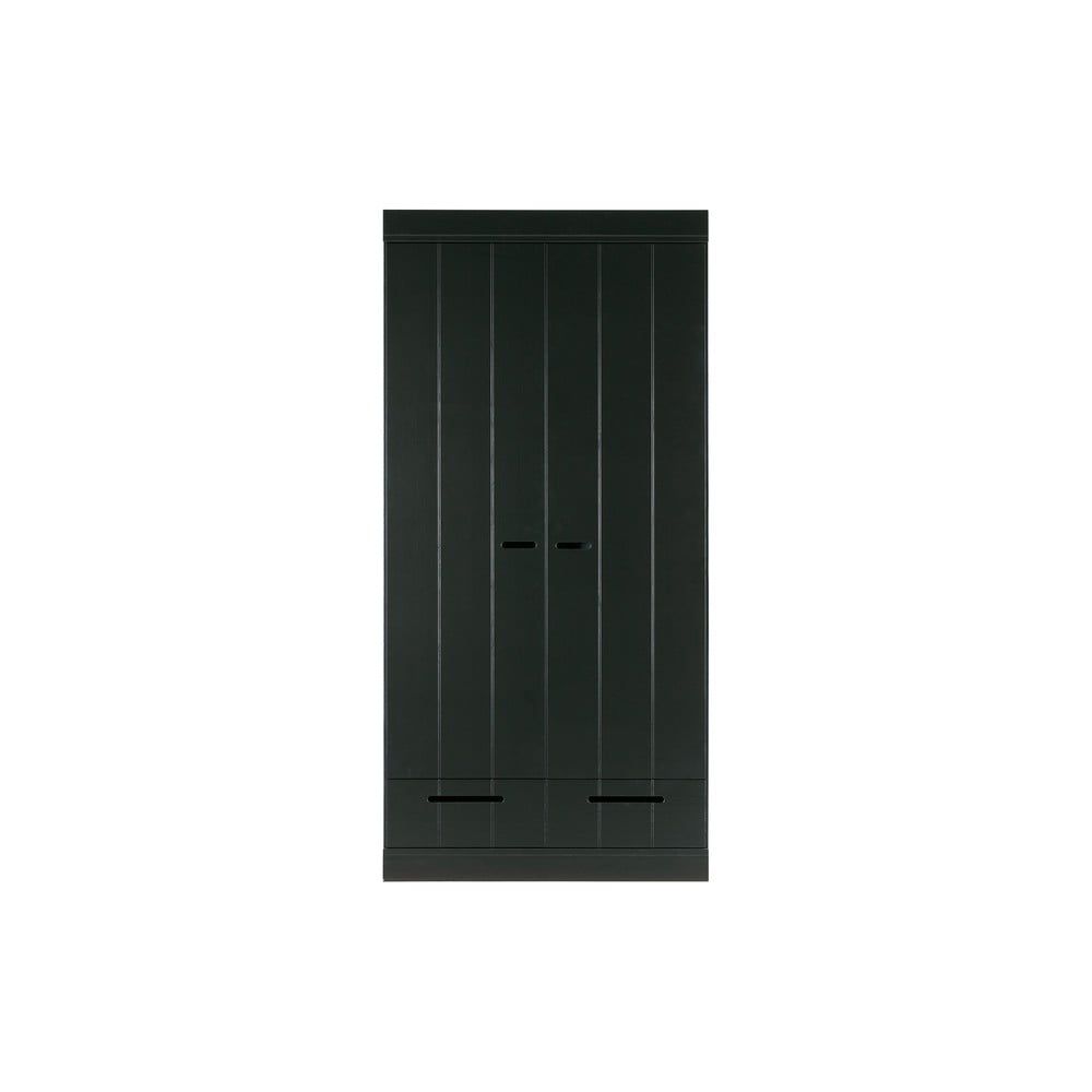 Čierna šatníková skriňa s konštrukciou z borovicového dreva WOOOD Connect, šírka 94 cm - Bonami.sk