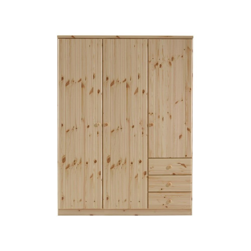 Hnedá šatníková skriňa z borovicového dreva Steens Ribe, 202 × 150,5 cm - Bonami.sk
