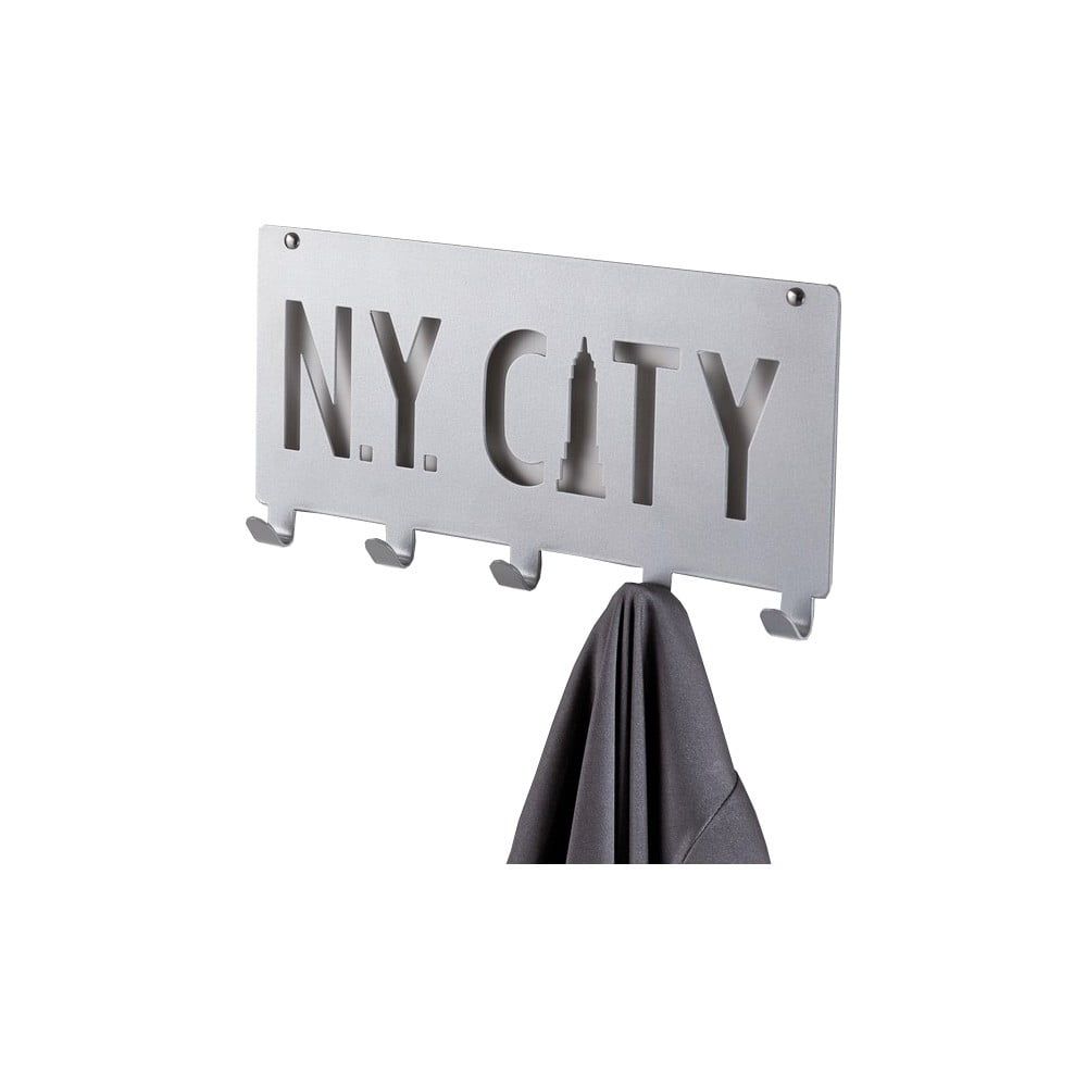 Sivý nástenný vešiak s 5 háčikmi Compactor NY City - Bonami.sk