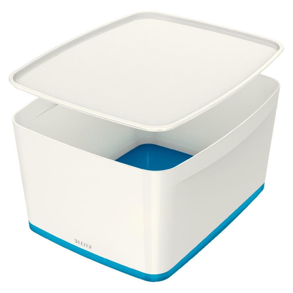 Bielo-modrá úložná škatuľa s vekom Leitz Office, objem 18 l - Bonami.sk