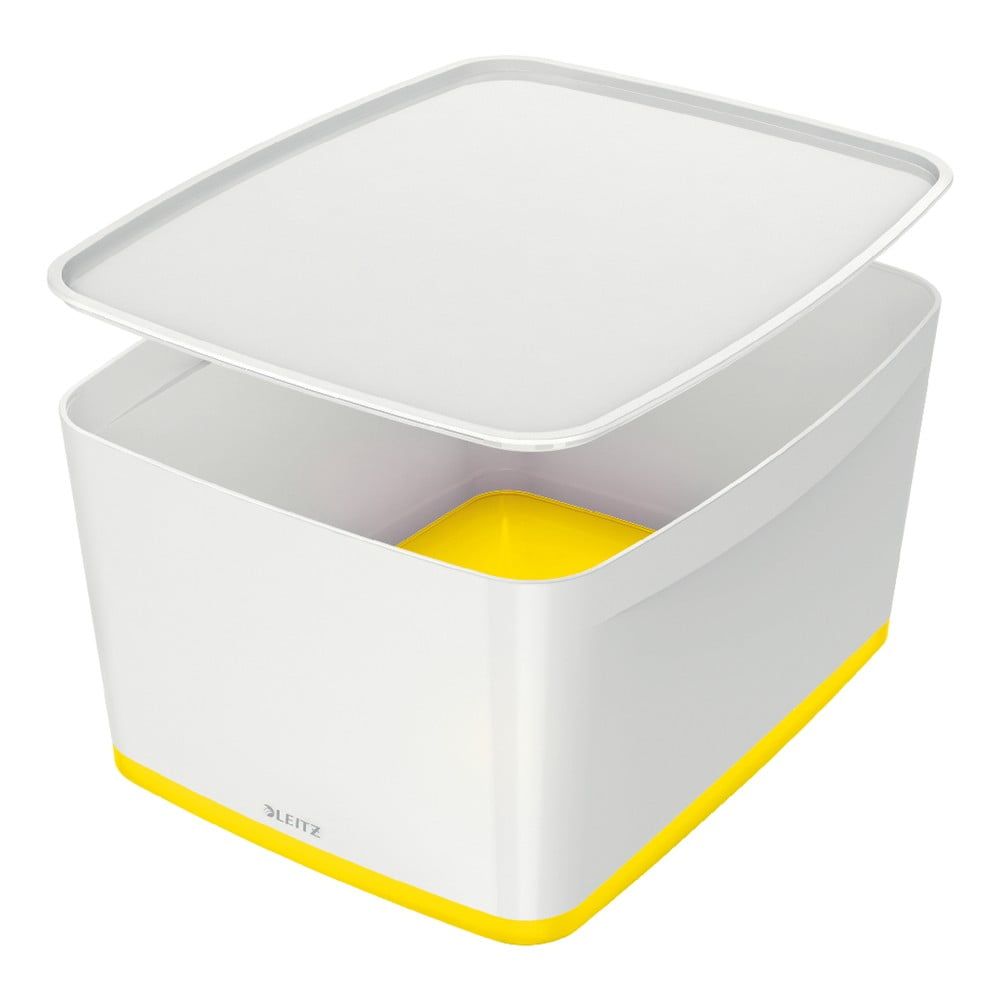 Bielo-žltá úložná škatuľa s vekom Leitz Office, objem 18 l - Bonami.sk