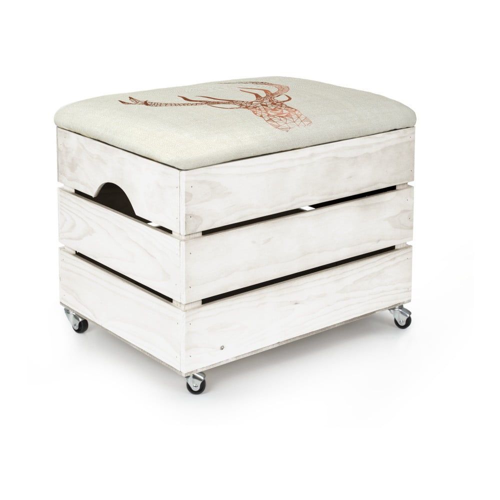Biely úložný box so sedadlom Really Nice Things Deer, 50 × 35 cm - Bonami.sk