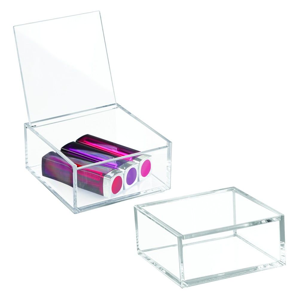 Priehľadný stohovateľný box s vekom iDesign Clarity, 10 x 10 cm - Bonami.sk