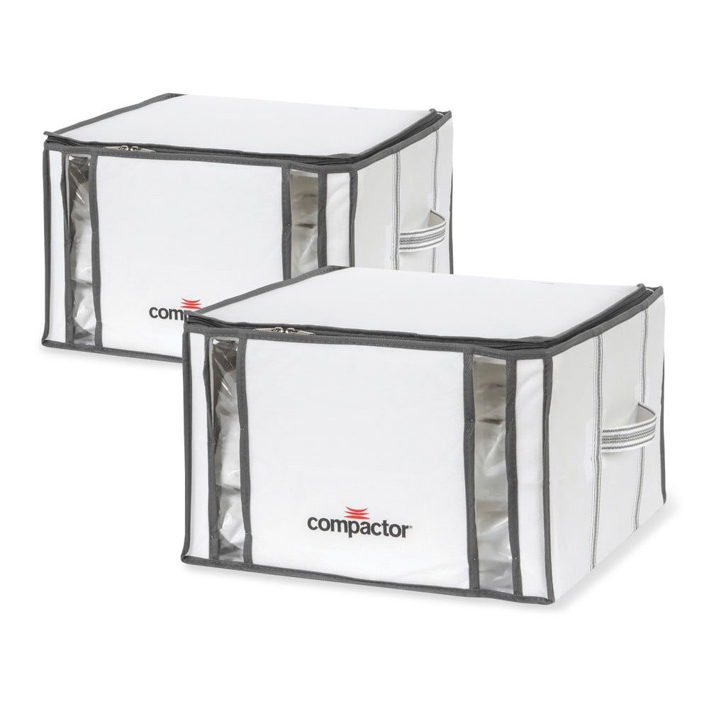 Sada 2 bielych úložných boxov s vakuovým obalom Compactor Life 3D Vacuum Bag, 40 x 25 cm - Bonami.sk