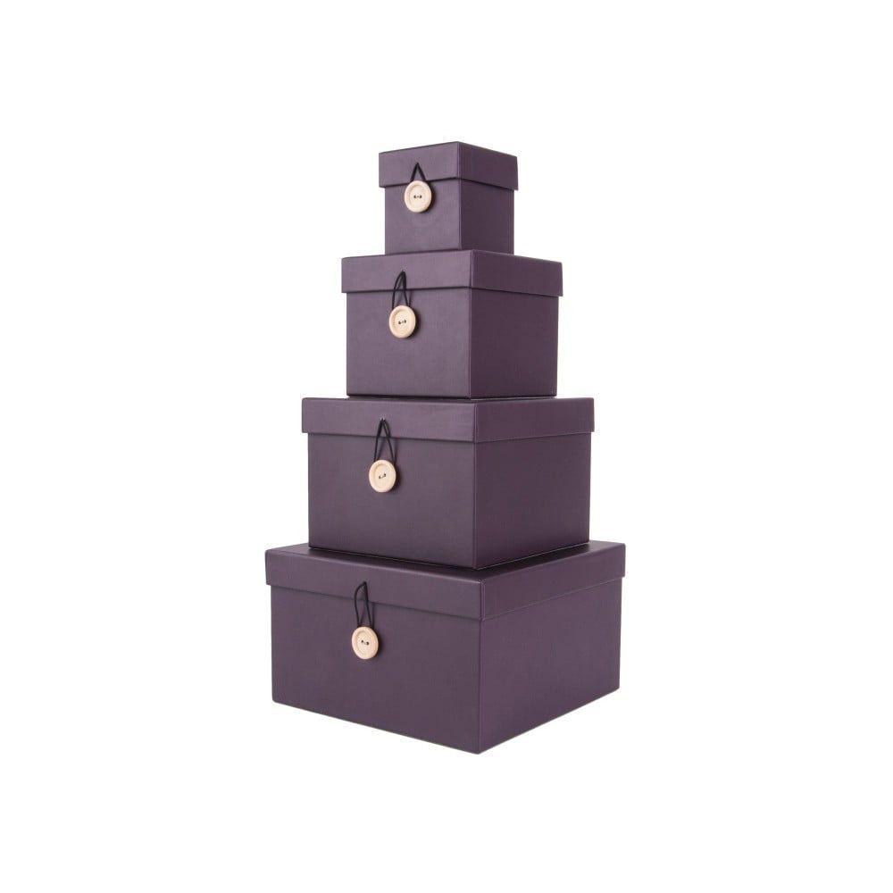 Sada 4 fialových úložných boxov s vekom PT LIVING Uniform - Bonami.sk