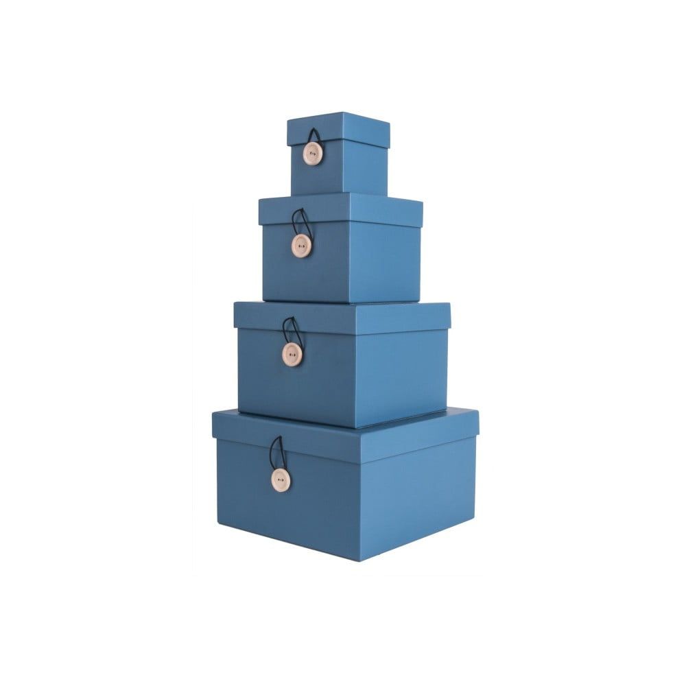 Sada 4 modrých úložných boxov s vekom PT LIVING Uniform - Bonami.sk