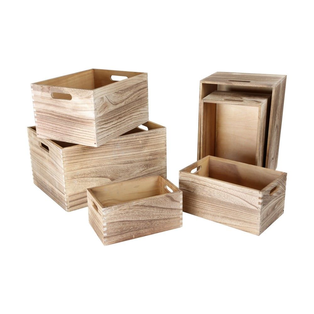 Sada 6 drevených úložných boxov Legler Wooden - Bonami.sk