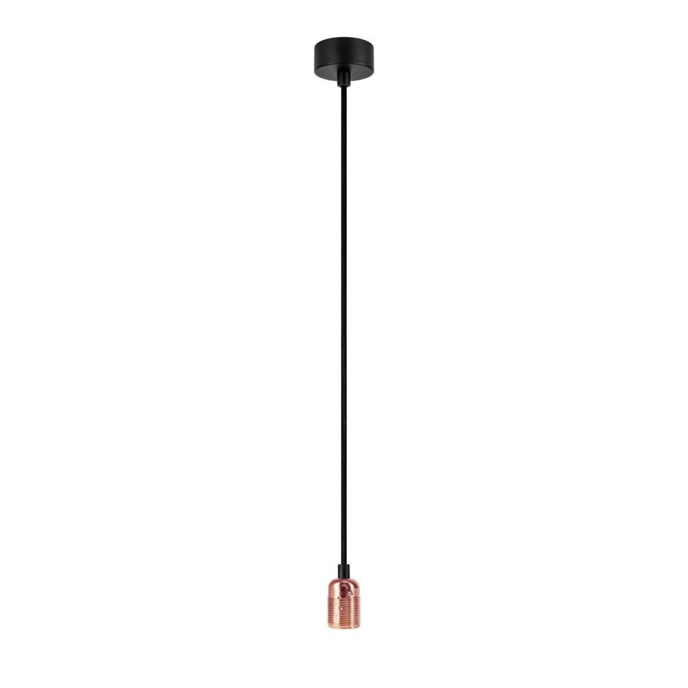 Čierne závesné svietidlo bez tienidla s objímkou v medenej farbe Bulb Attack Uno - Bonami.sk