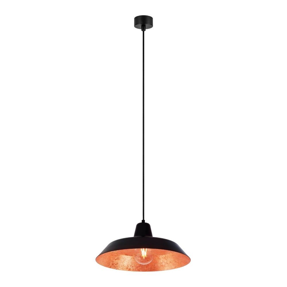 Čierne závesné svietidlo s vnútrom v medenej farbe Bulb Attack Cinco, ∅ 35 cm - Bonami.sk