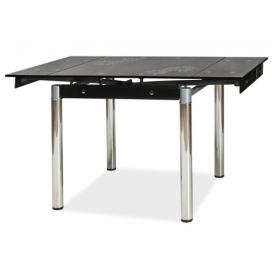 Jedálenský stôl GD-082 - chróm / tvrdené sklo / čierna
