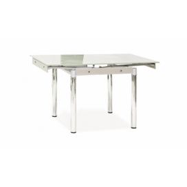 Jedálenský stôl GD-082 - chróm / tvrdené sklo / biela