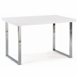 Jídelní stůl, bílá HG + chrom, TALOS 0000183930 Tempo Kondela