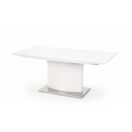 Rozkladací jedálenský stôl Marcello - biely lesk / nerezová