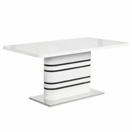 Rozkladací jedálenský stôl Tubal 160/200 - biely lesk / čierna
