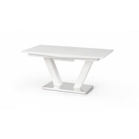 Rozkladací jedálenský stôl Vision - biely lesk / nerezová