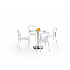 Sklenený jedálenský stôl Cyryl - sklo / mramor / chróm