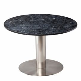 Čierny žulový jedálenský stôl s podnožím v striebornej farbe RGE Pepo, ⌀ 105 cm