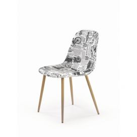 Jedálenská stolička K220 - vzor noviny / dub medový