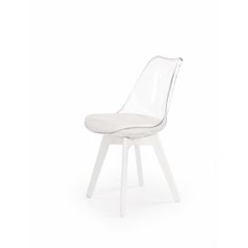Jedálenská stolička K245 - biela / priehľadná