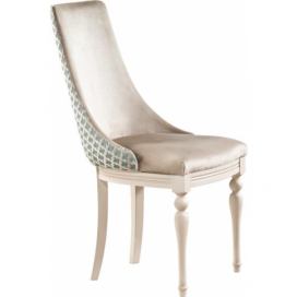 Jedálenská stolička Krzeslo U1 - svetlohnedá / mentolový vzor / vanilka
