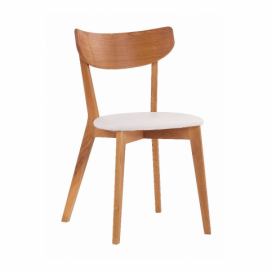 Hnedá dubová jedálenská stolička s bielym sedadlom Rowico Ami