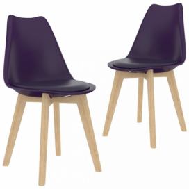 Jedálenská stolička 2 ks plast / umelá koža / buk Dekorhome Fialová