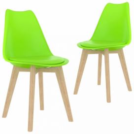 Jedálenská stolička 2 ks plast / umelá koža / buk Dekorhome Zelená