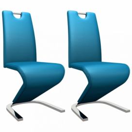 Jedálenská stolička 2 ks umelá koža / chróm Dekorhome Modrá