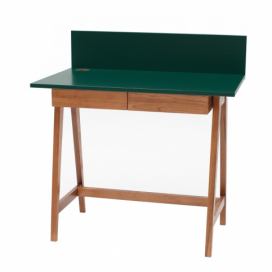 Zelený písací stôl s podnožím z jaseňového dreva Ragaba Luka Oak, dĺžka 85 cm