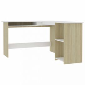 Rohový písací stôl 120x140 cm Dekorhome Dub sonoma / biela