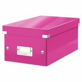Ružová úložná škatuľa s vekom Leitz DVD Disc, dĺžka 35 cm