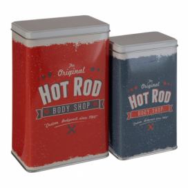 Sada 2 cínových úložných boxov Premier Housewares Barber Hot Rod