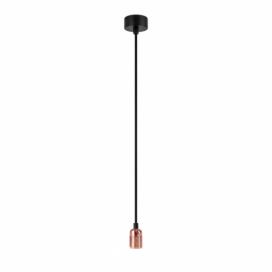 Čierne závesné svietidlo bez tienidla s objímkou v medenej farbe Bulb Attack Uno