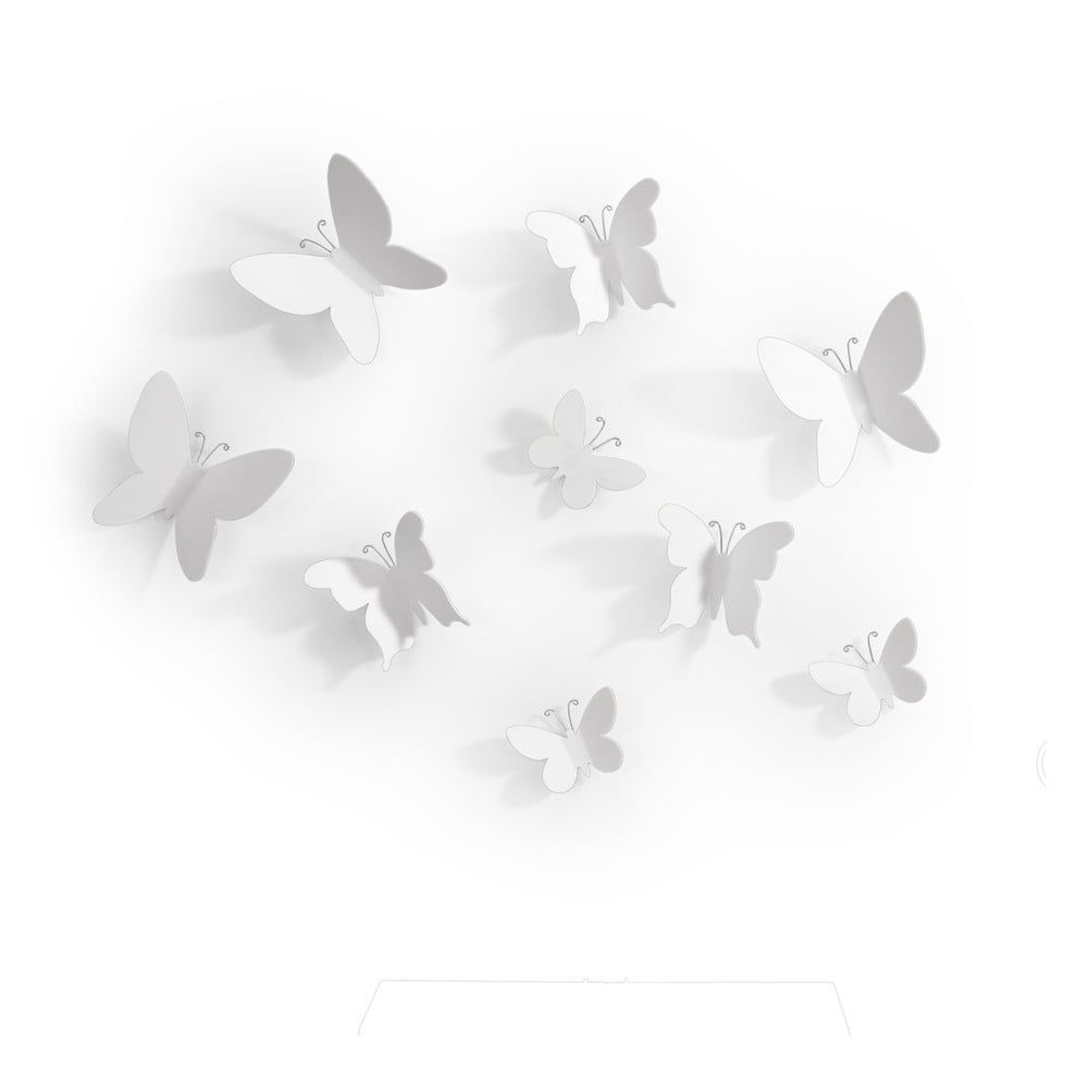 Sada 9 bielych nástenných 3D dekorácií Umbra Butterflies - Bonami.sk